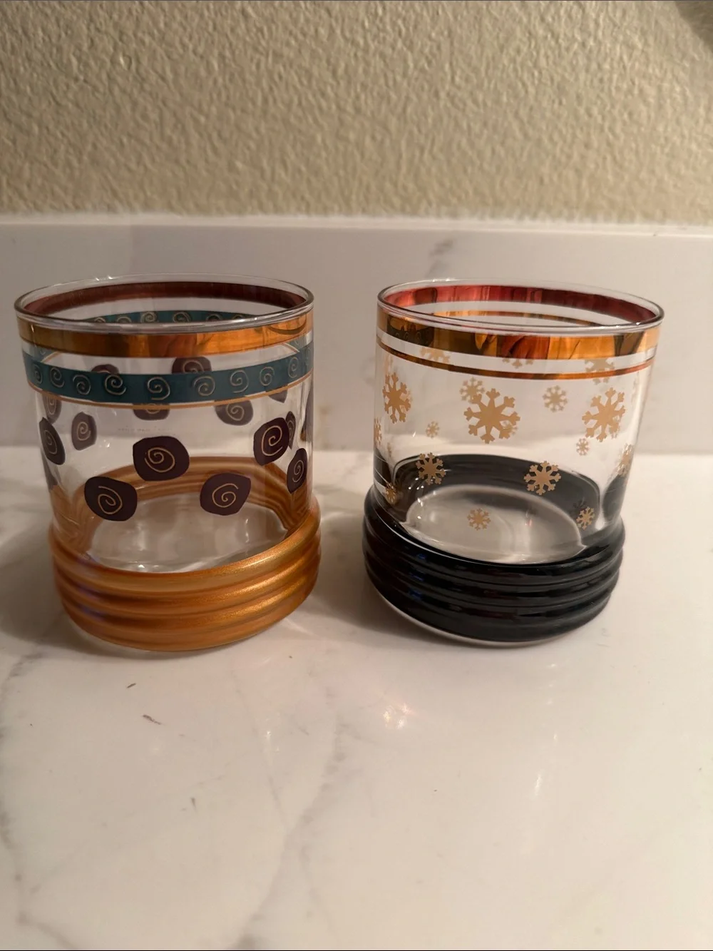 Mid Century Sakura Sango Low Ball Glasses Set of 2